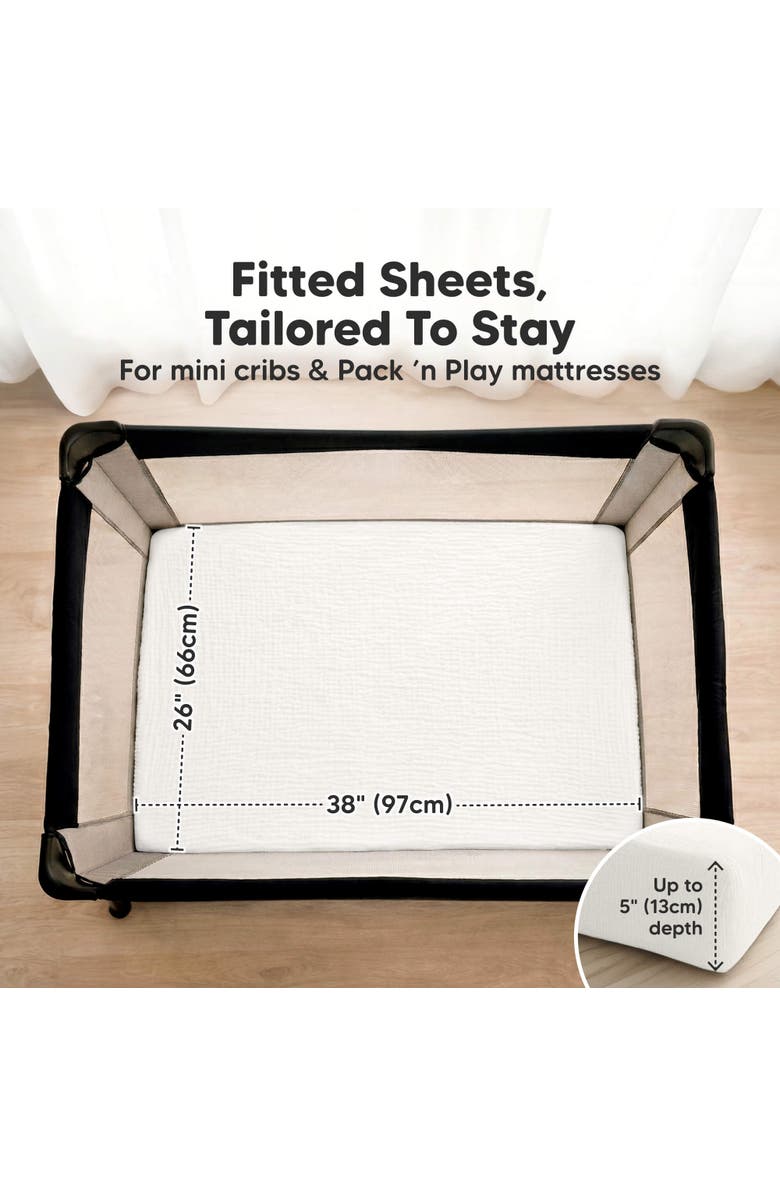 KeaBabies 2-Pack Lyra Muslin Mini Crib Sheets, Alternate, color, Soft White