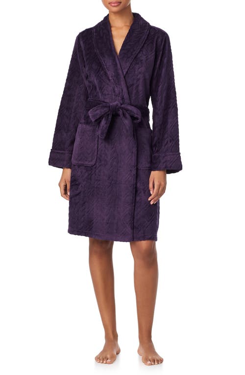 Ralph Lauren Lauren Fleece Monogram Robe In Purple