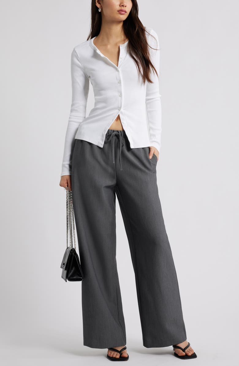 Open Edit Long Sleeve Rib Cardigan, Alternate, color, White
