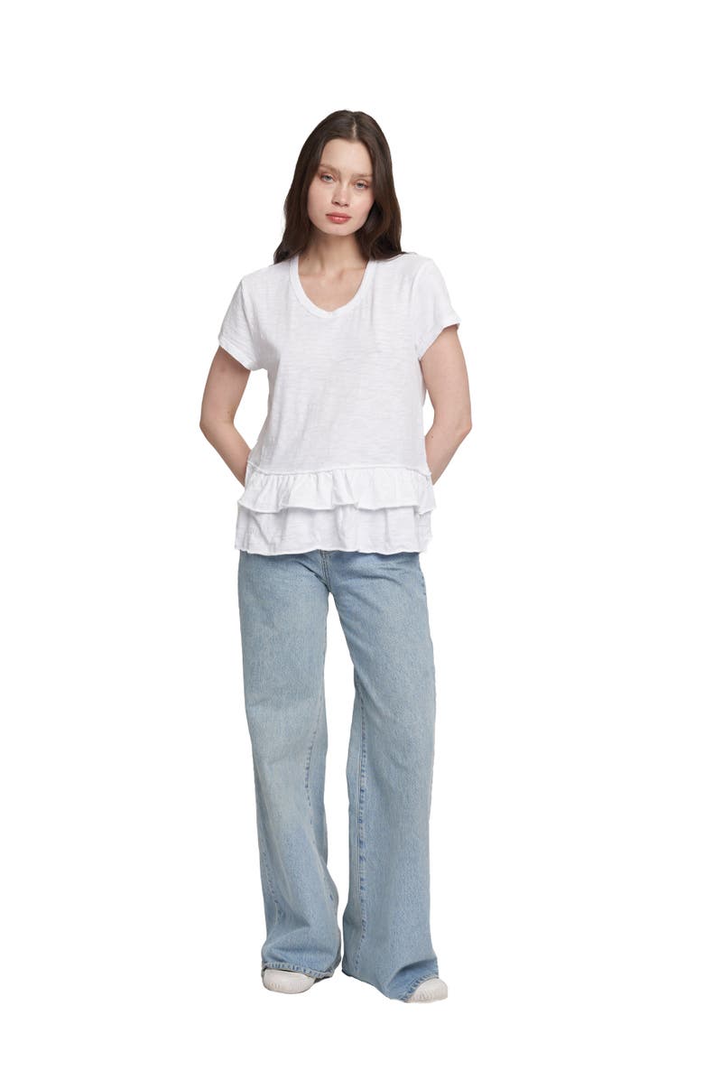 WILT Clothing Short Sleeve Double Tier Mock Hem Crew, Alternate, color, White