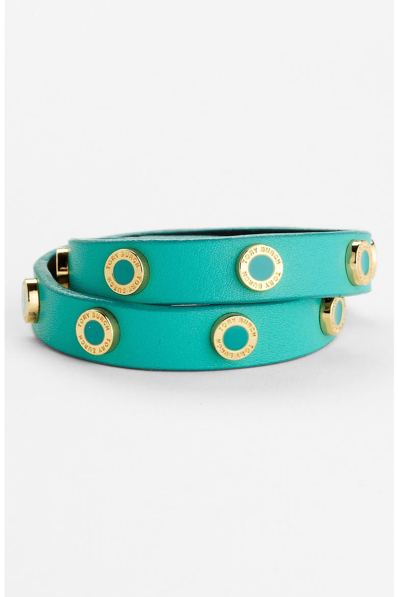 'Cole' Logo Double Wrap Bracelet, Main, color, TURQUOISE/ GOLD