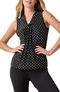 KASPER Polka Dot Knot Front Sleeveless Jersey Top