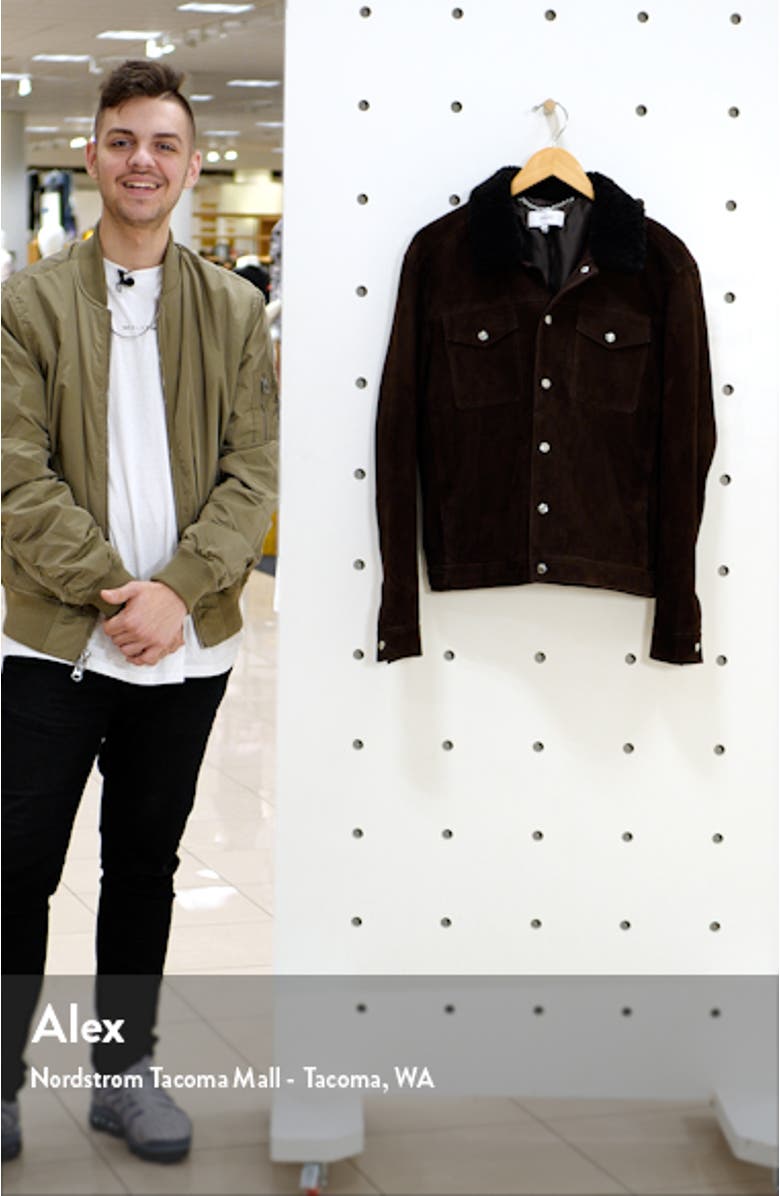 Miles Suede & Genuine Shearling Trucker Jacket, sales video thumbnail
