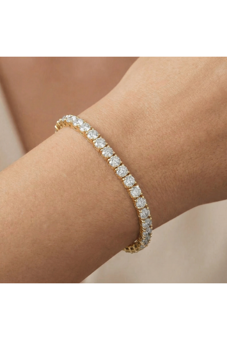 12Ct Round-Cut Diamond Tennis Bracelet 14k Gold 7" Lab Grown, Alternate, color, 14k Yellow Gold