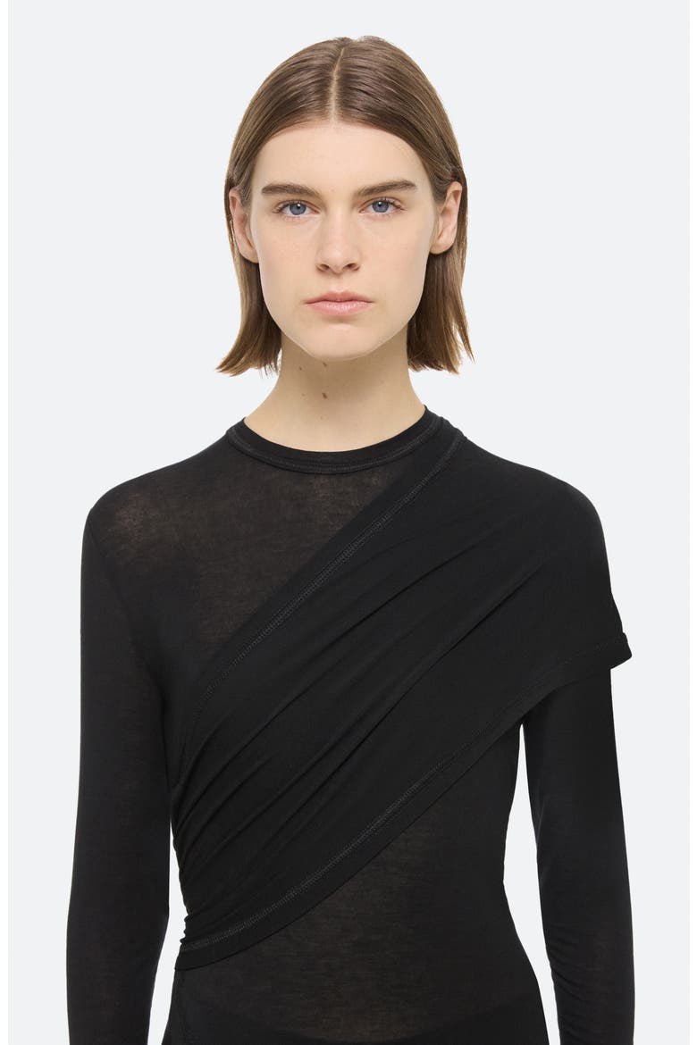 Protection Draped Asymmetric Top, Alternate, color, BLACK