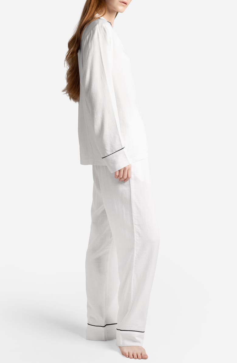 Sunday Citizen Gender Inclusive Piped Cotton Blend Pajamas, Alternate, color, White