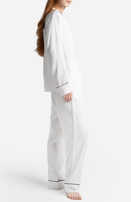 Sunday Citizen Gender Inclusive Piped Cotton Blend Pajamas In White