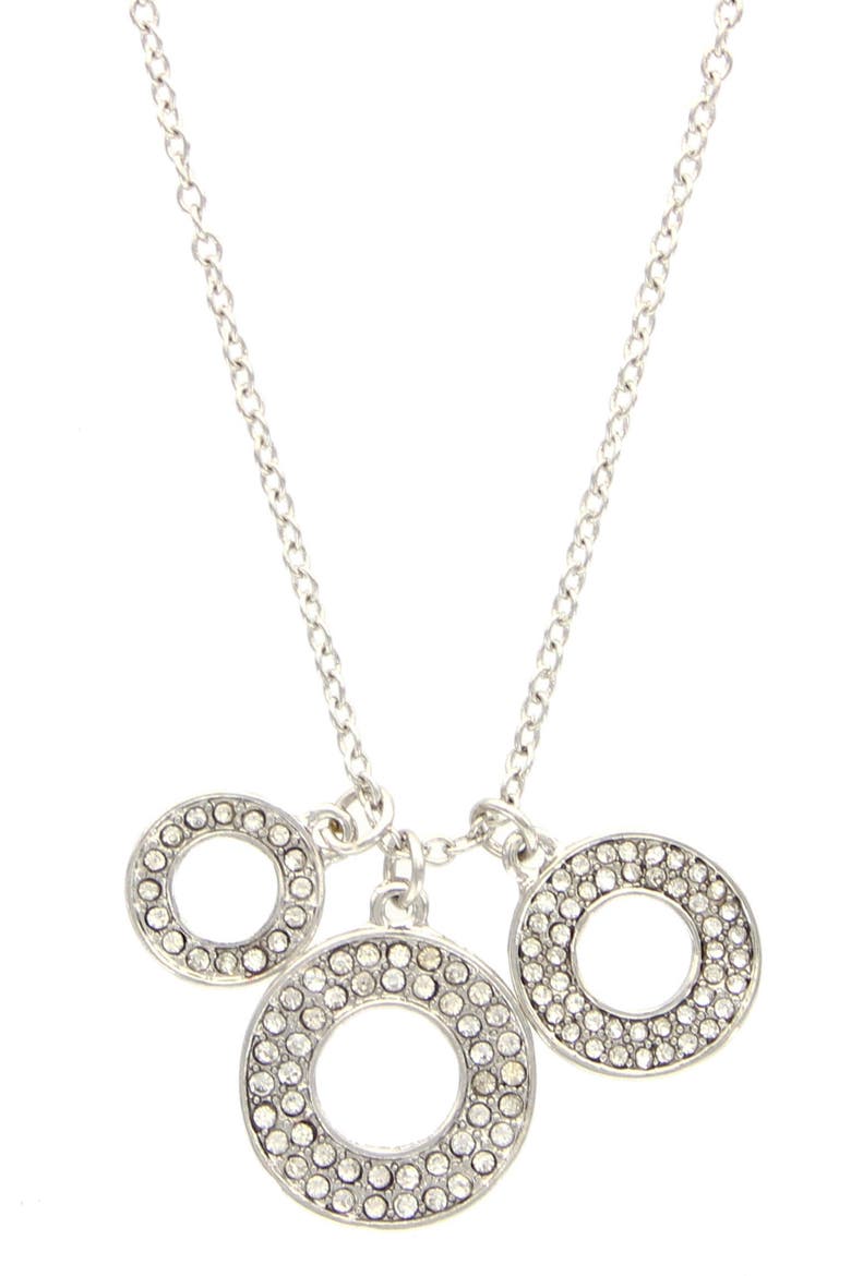 Pavé Circle Pendant Necklace, Main, color, SILVER