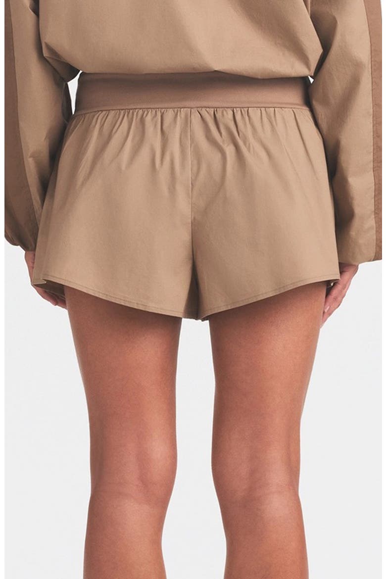 Woven Stretch Cotton Flutter Shorts, Alternate, color, DESERT