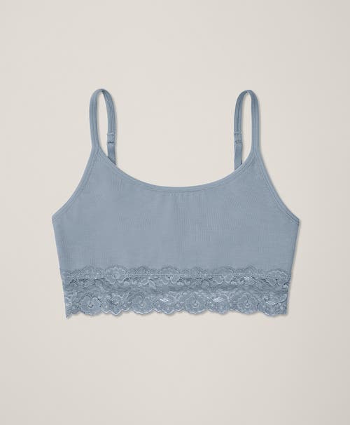 Pact Organic Cotton Lace Smooth Cup Bralette In Blue