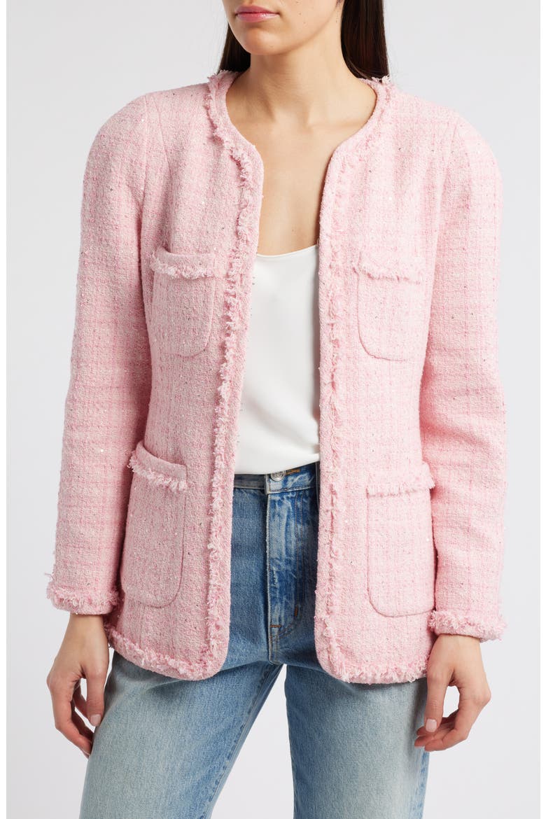 Adrina Sequin Tweed Jacket, Alternate, color, PINK SPRITZ