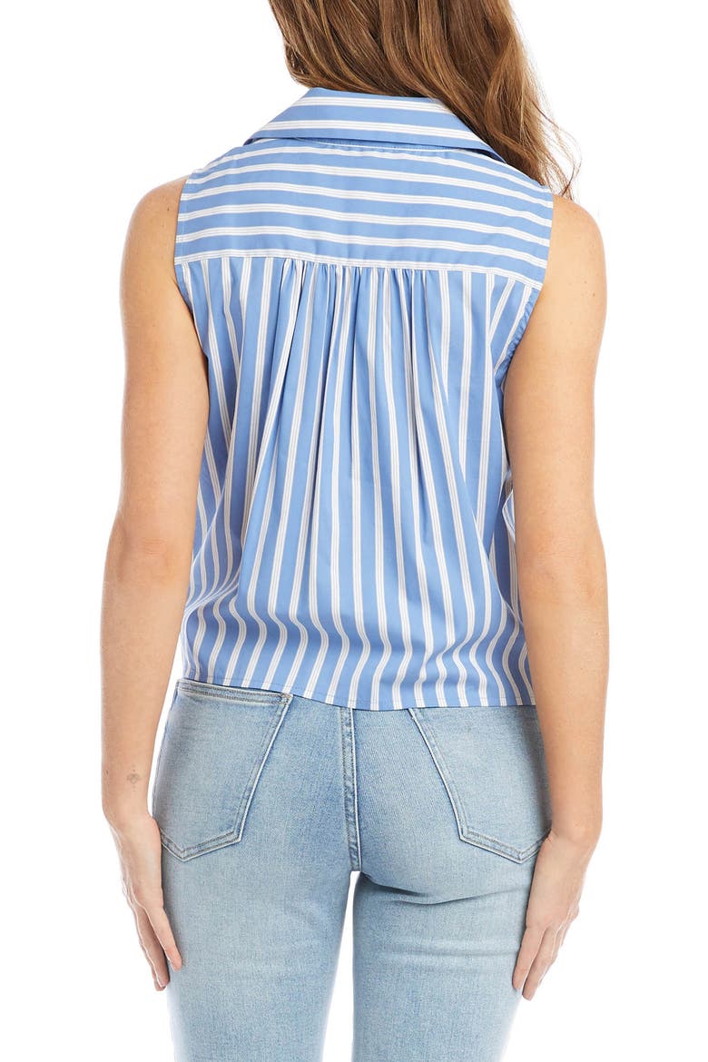Sleeveless Tie Front Shirt, Alternate, color, BLUE