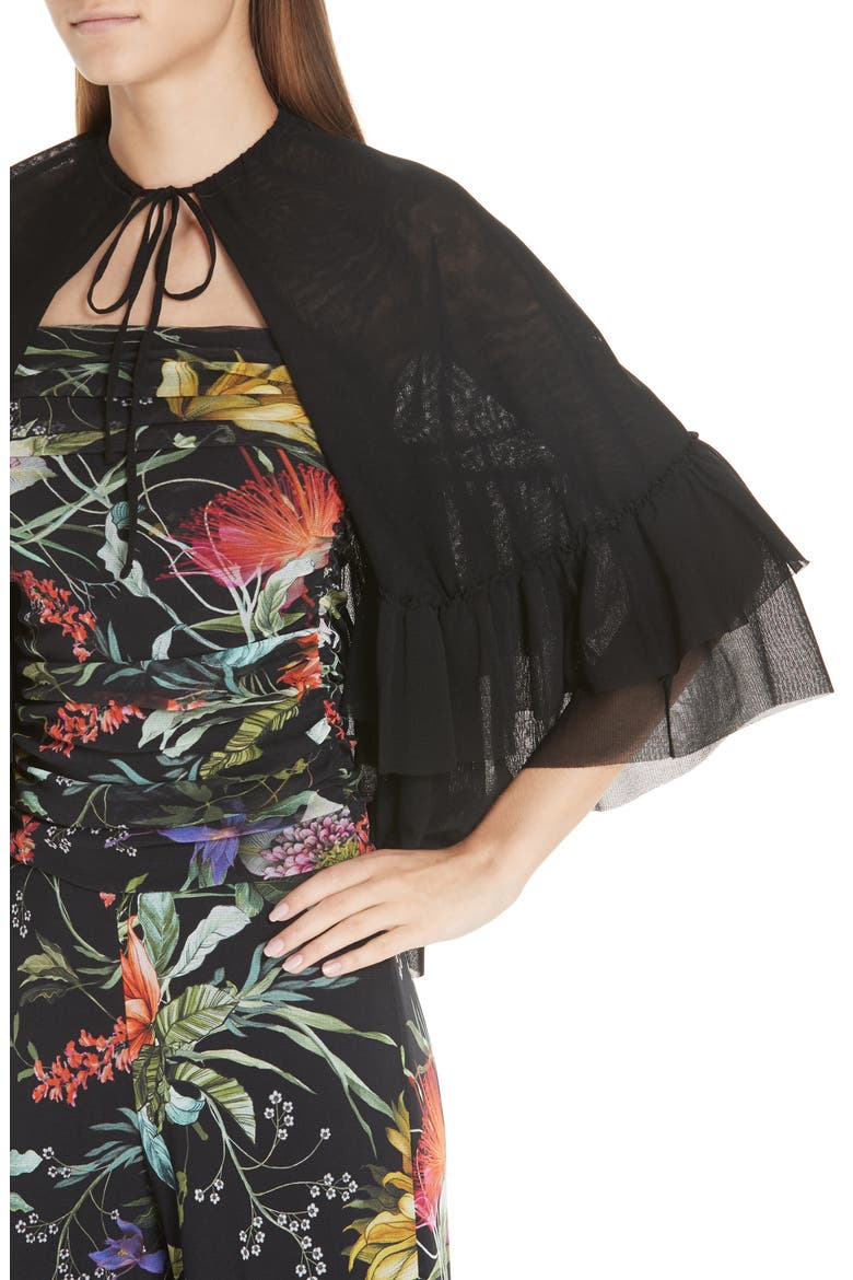 Ruffle Tulle Capelet, Alternate, color, NERO