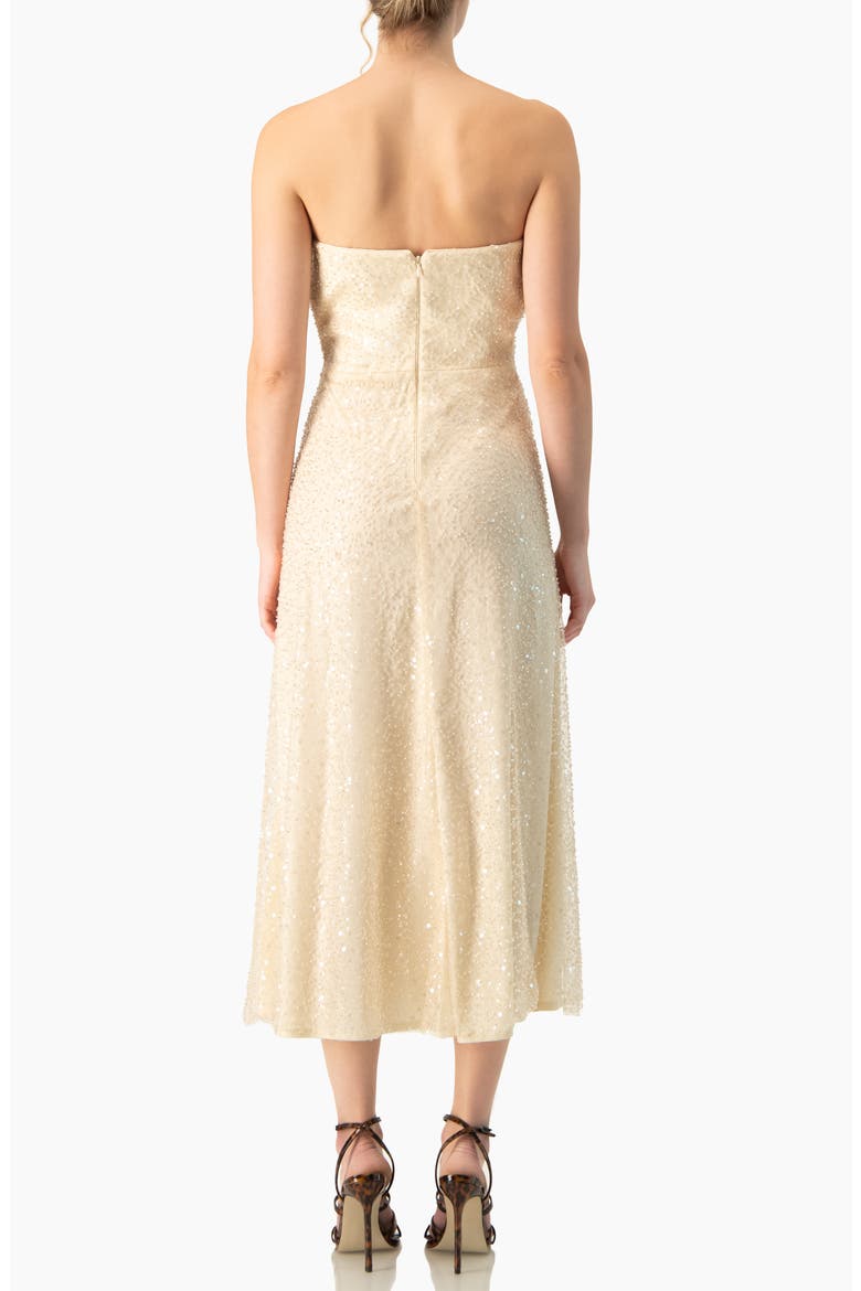 Strapless Bustier Sequin Midi Dress, Alternate, color, Beige