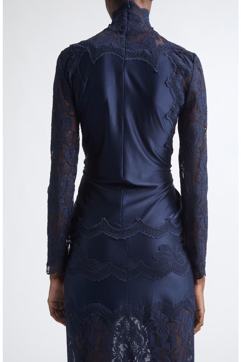Lace & Jersey Long Sleeve Top, Alternate, color, DEEP NAVY