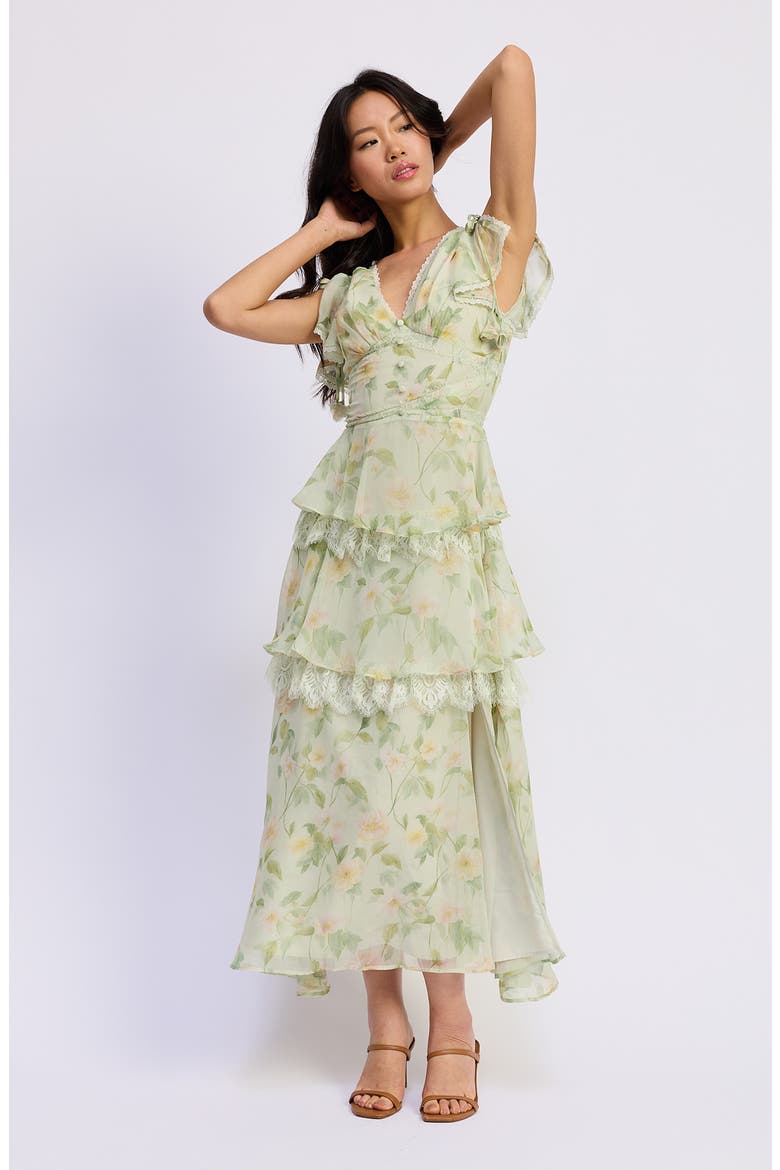 Paloma Floral Maxi Dress, Alternate, color, SAGE PINK YELLOW