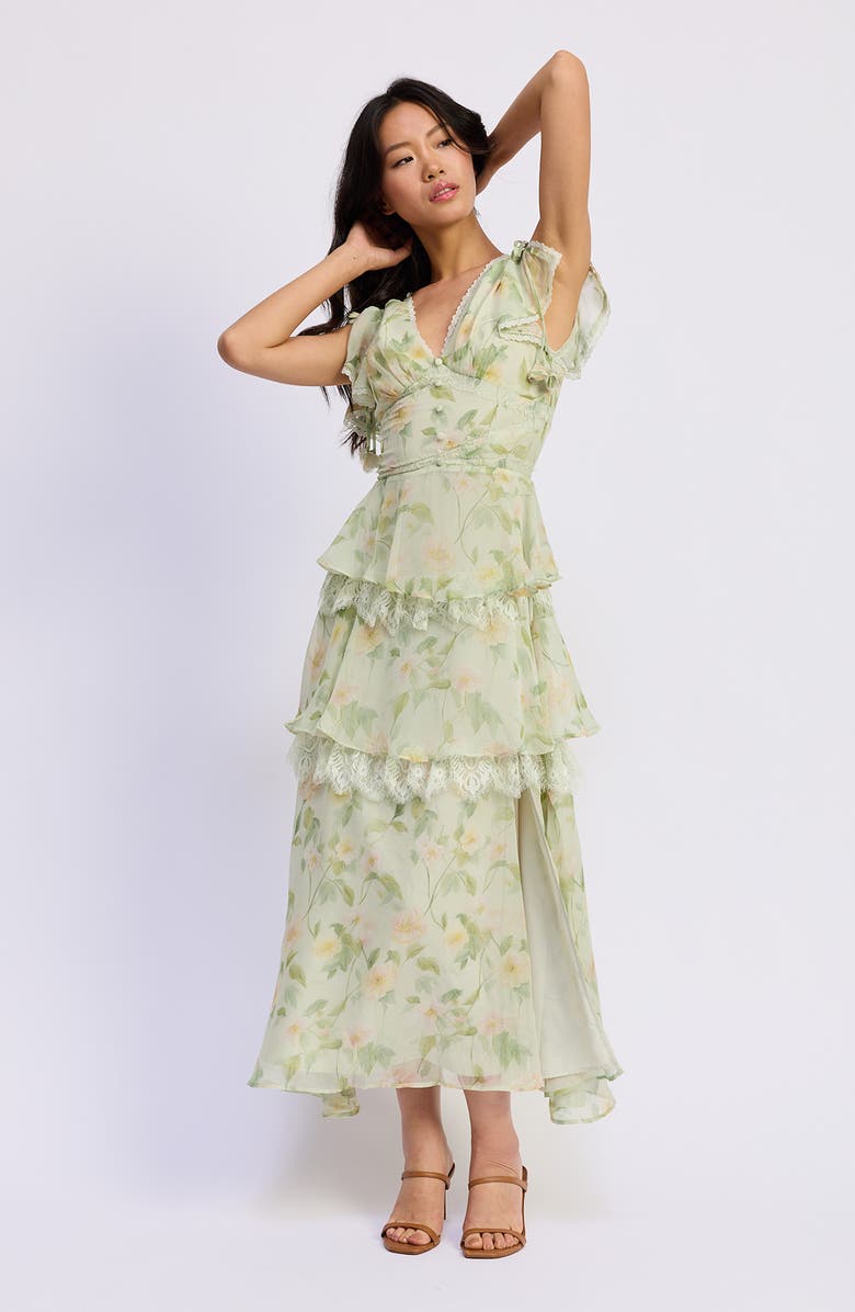 En Saison Paloma Floral Maxi Dress, Alternate, color, Sage Pink Yellow