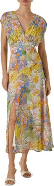 ASTR the Label Floral Pleated Bodice Midi Dress