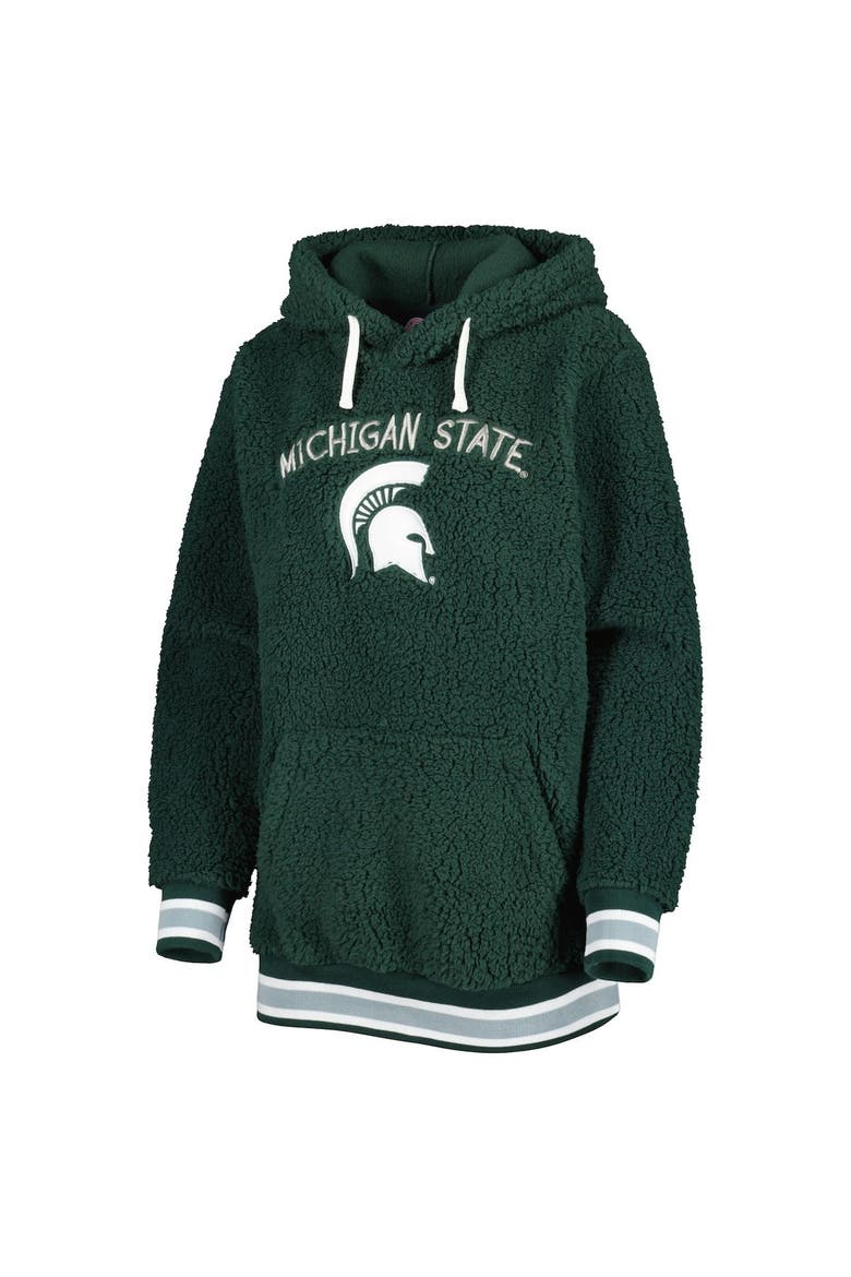 Women's G-III 4Her by Carl Banks Green Michigan State Spartans Game Over Sherpa Pullover Hoodie, Alternate, color, Green