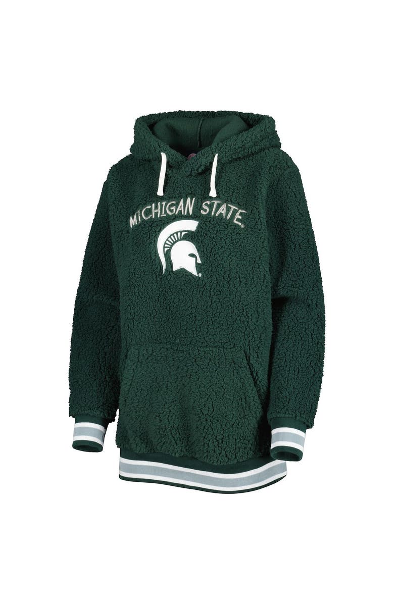 G-III 4HER BY CARL BANKS Women's G-III 4Her by Carl Banks Green Michigan State Spartans Game Over Sherpa Pullover Hoodie, Alternate, color, 