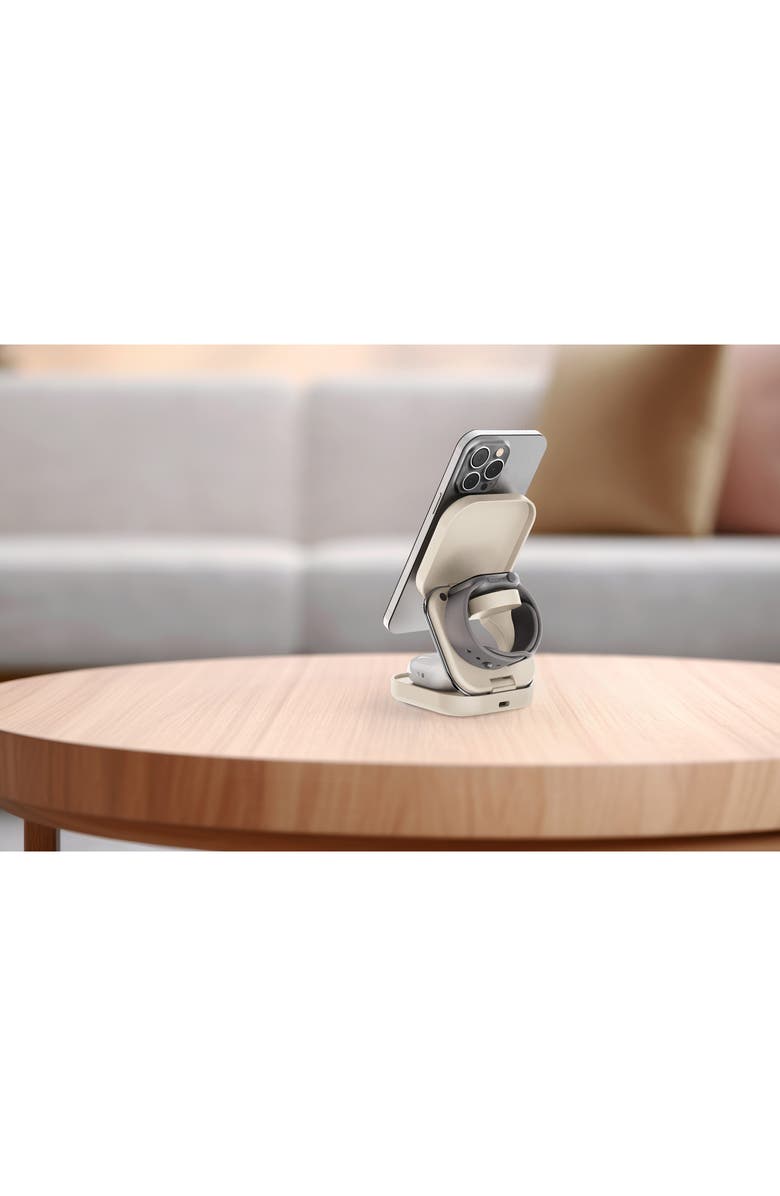 MERKURY INNOVATIONS 3-in-1 Foldable Wireless Magnet Charge Station, Alternate, color, Beige