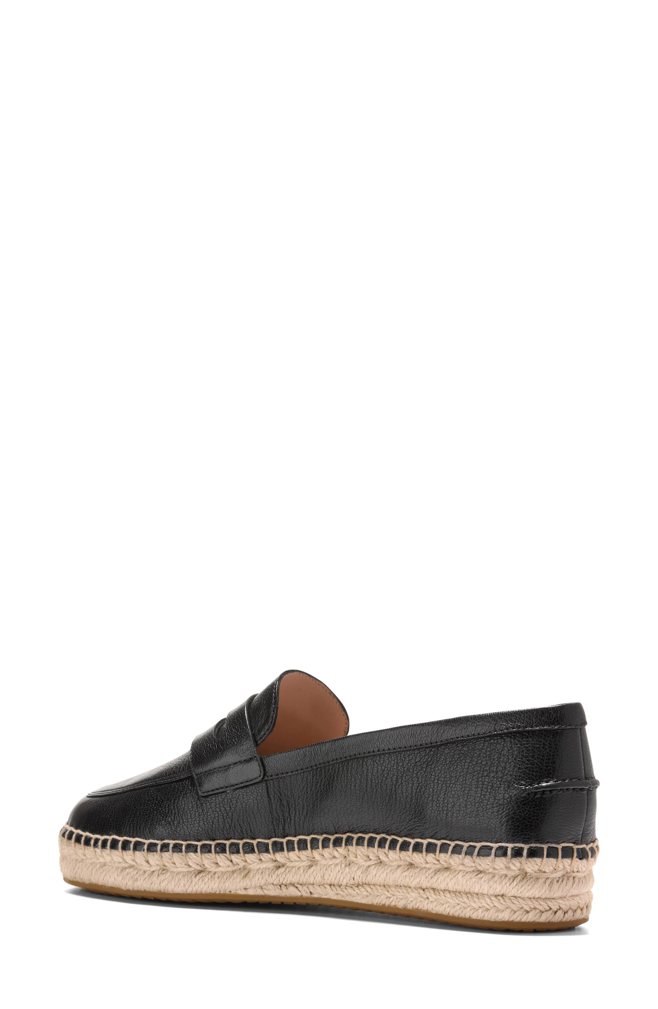 Cole Haan Livvy Espadrille Penny Loafer, Alternate, color, Black Leather
