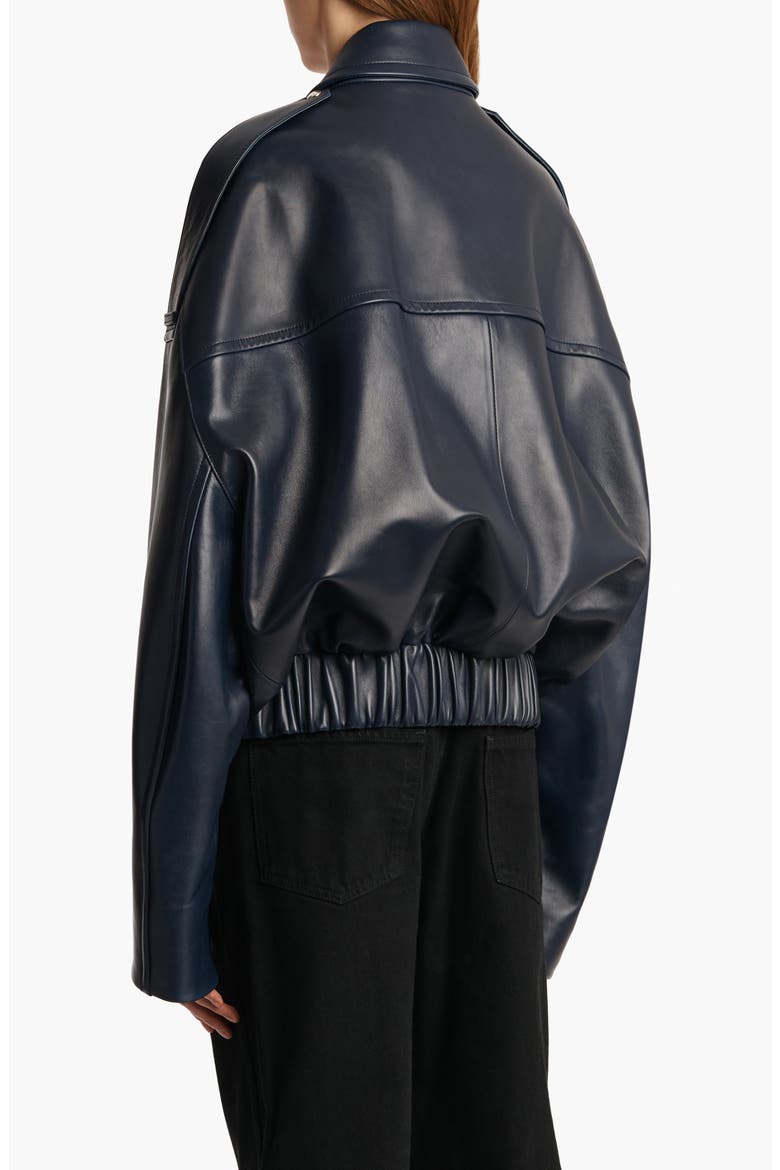 Owey Plongé Leather Bomber Jacket, Alternate, color, DARK NAVY
