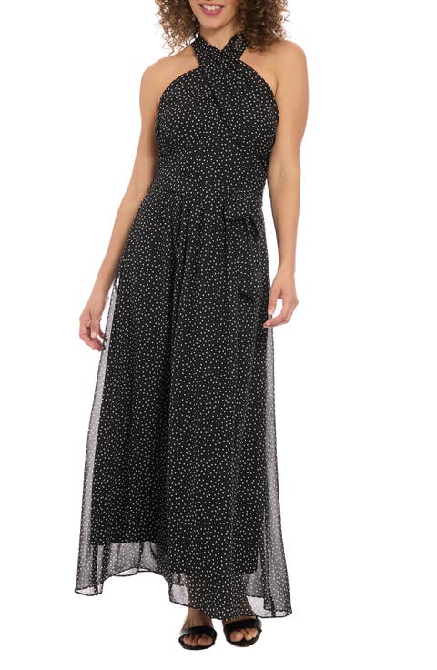 Polka Dot Chiffon Maxi Dress