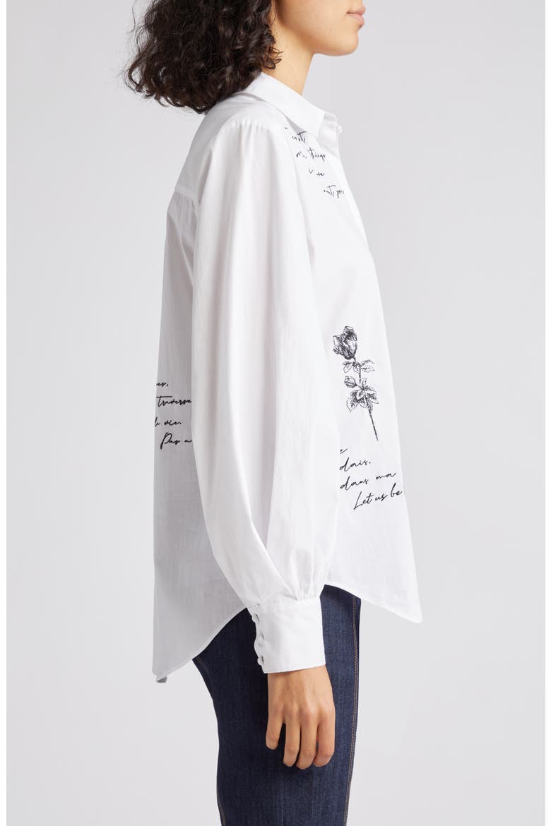 Kandice Mon Amour Embroidered Woven Shirt, Alternate, color, WHITE/ BLACK