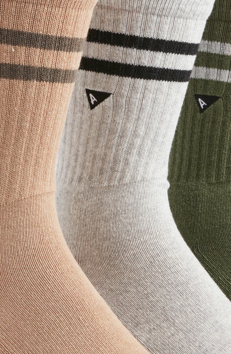 ARVIN GOODS Assorted 3-Pack Top Stripe Crew Socks, Alternate, color,