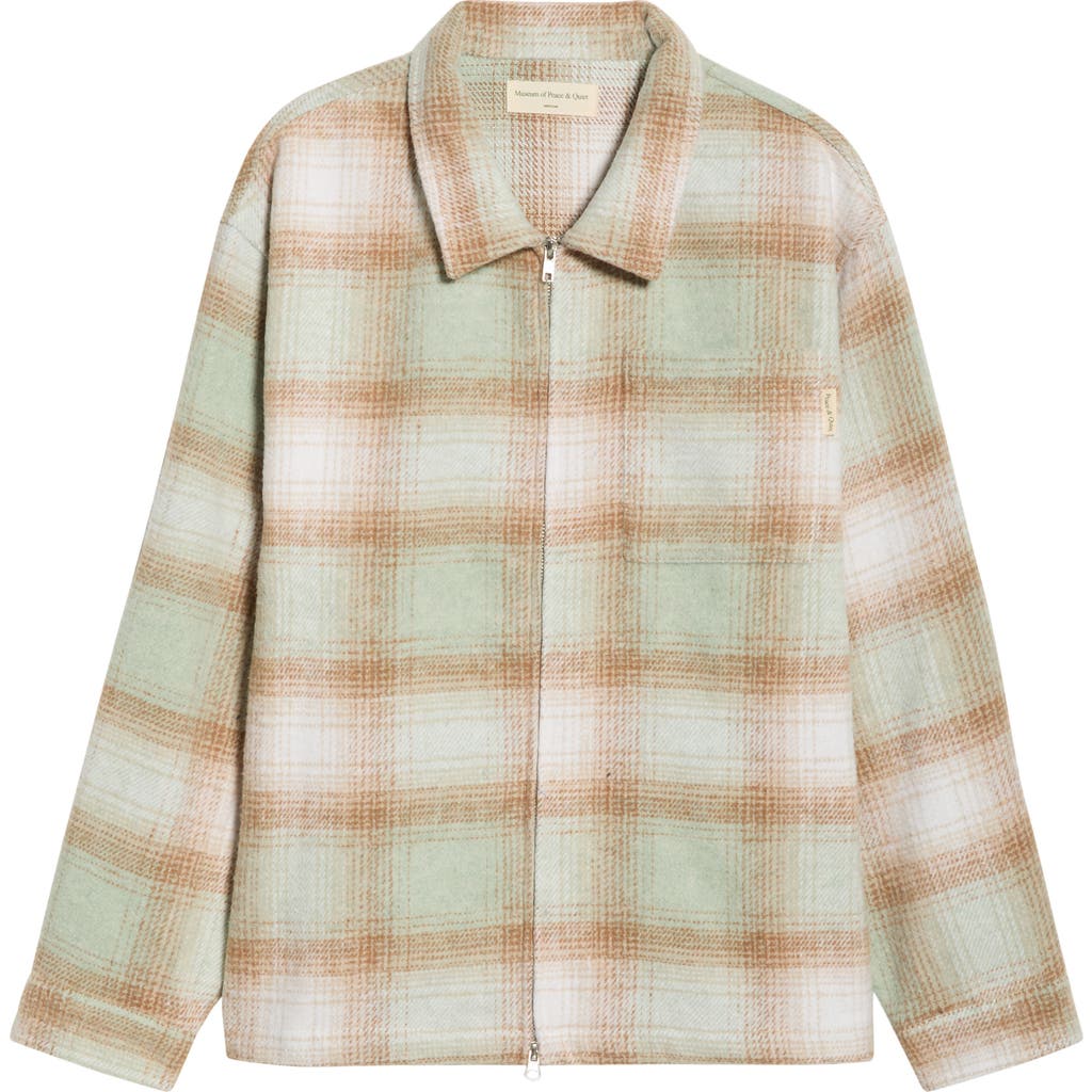Museum Of Peace And Quiet Museum Of Peace & Quiet Wordmark Plaid Zip Shirt Jacket In Multi
