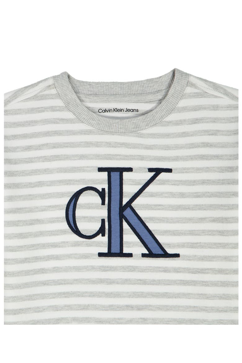 Kids' Stripe Logo Tee & Knit Shorts Set, Alternate, color, GREY MULTI