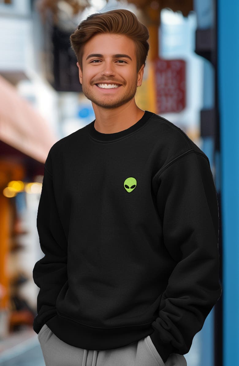 Dalix Alien Heavyweight Relaxed Mens Sweatshirt, Alternate, color, Black