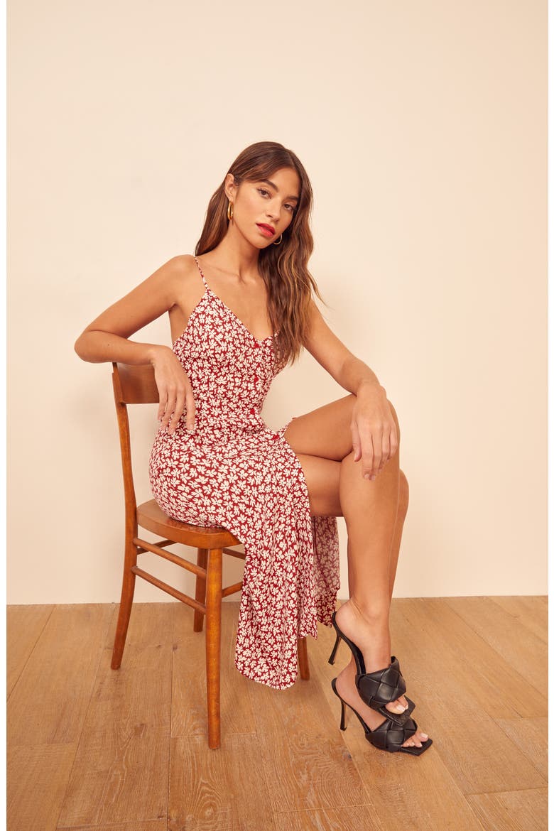 Gemstone Sleeveless Midi Dress, Alternate, color, GRENADINE