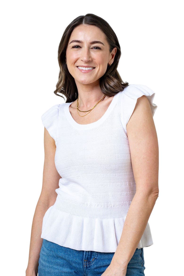 Women's Organic Peplum Sweater Top, Alternate, color, White Peplum