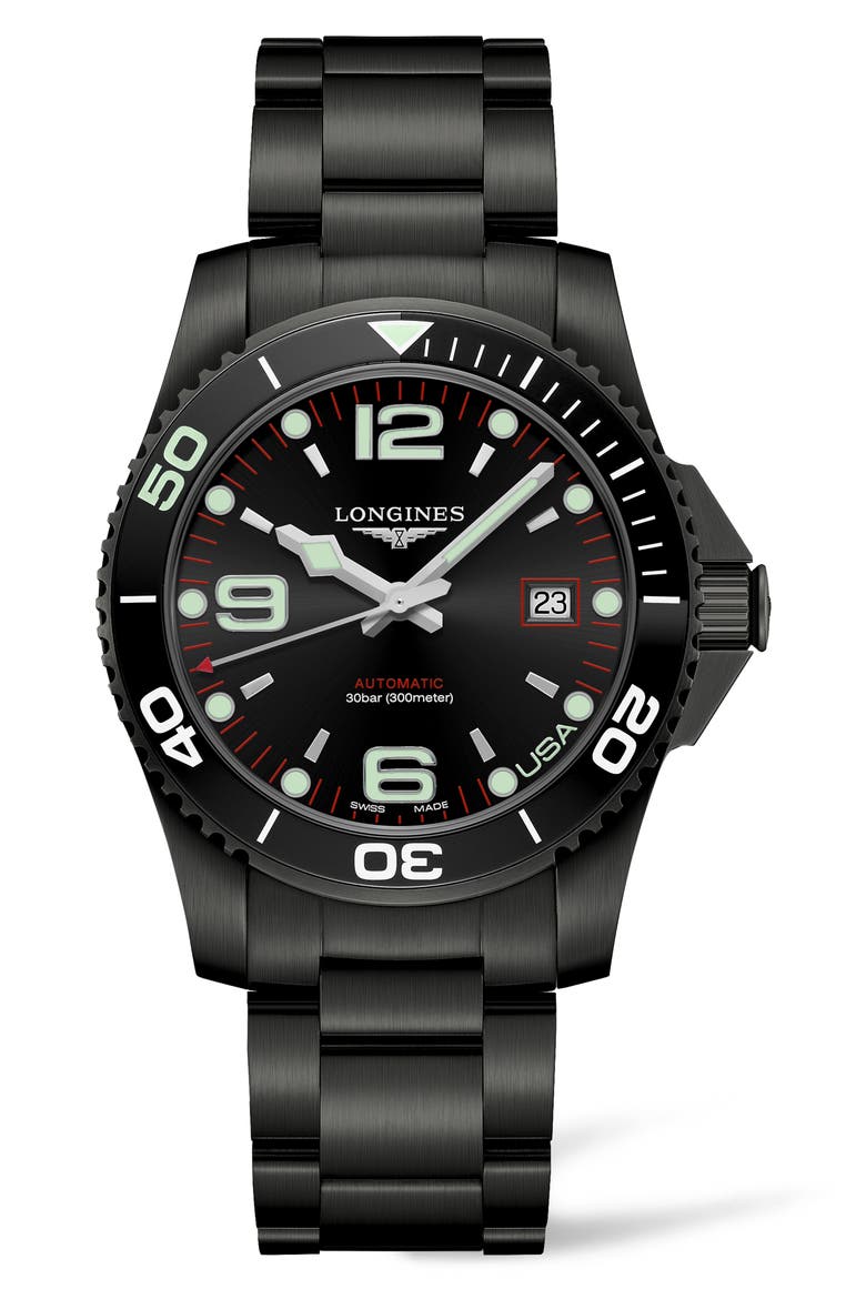 HydroConquest Automatic Bracelet Watch, Main, color, BLACK