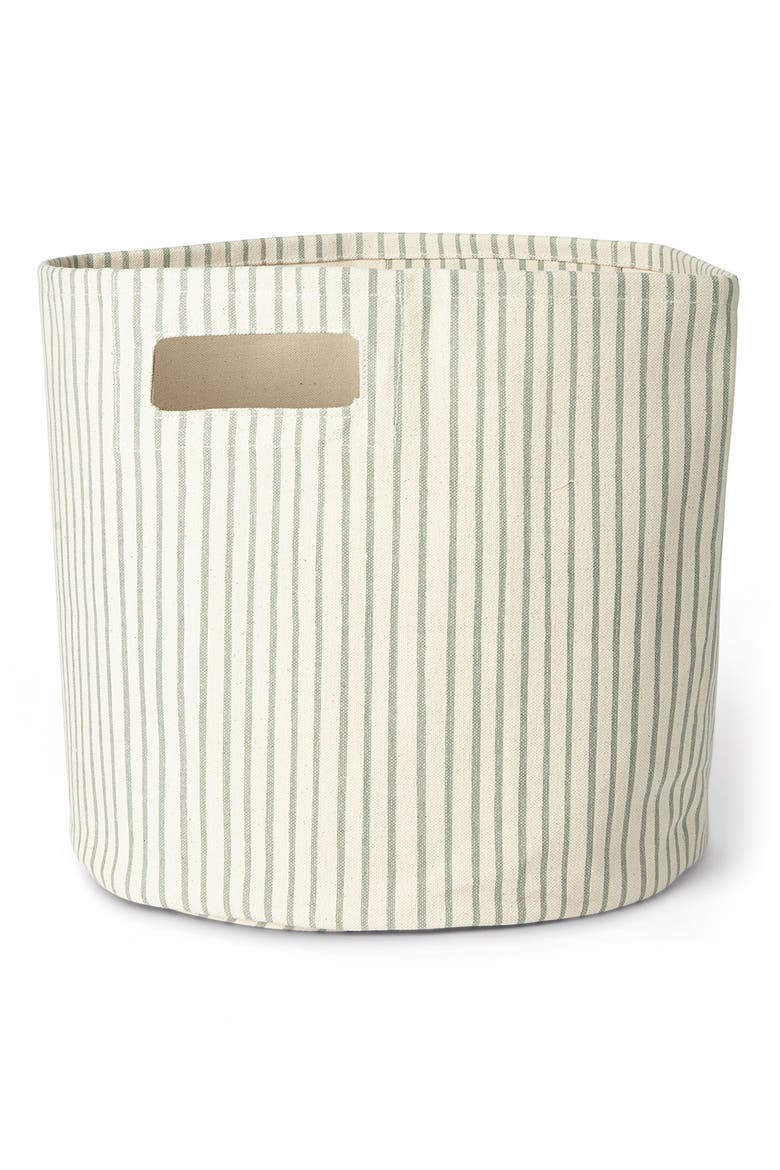 Stripes Away Canvas Bin, Main, color, SEA