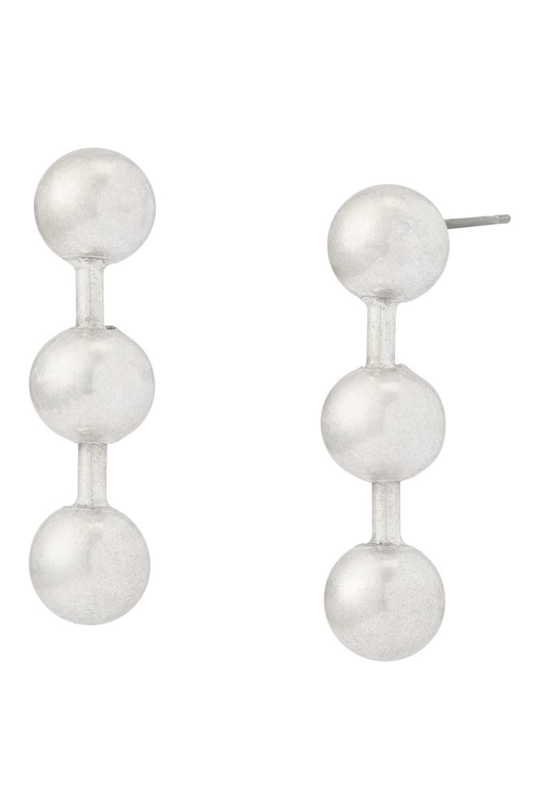 Ball Chain Short Linear Drop Earrings, Main, color, WARM SILVER