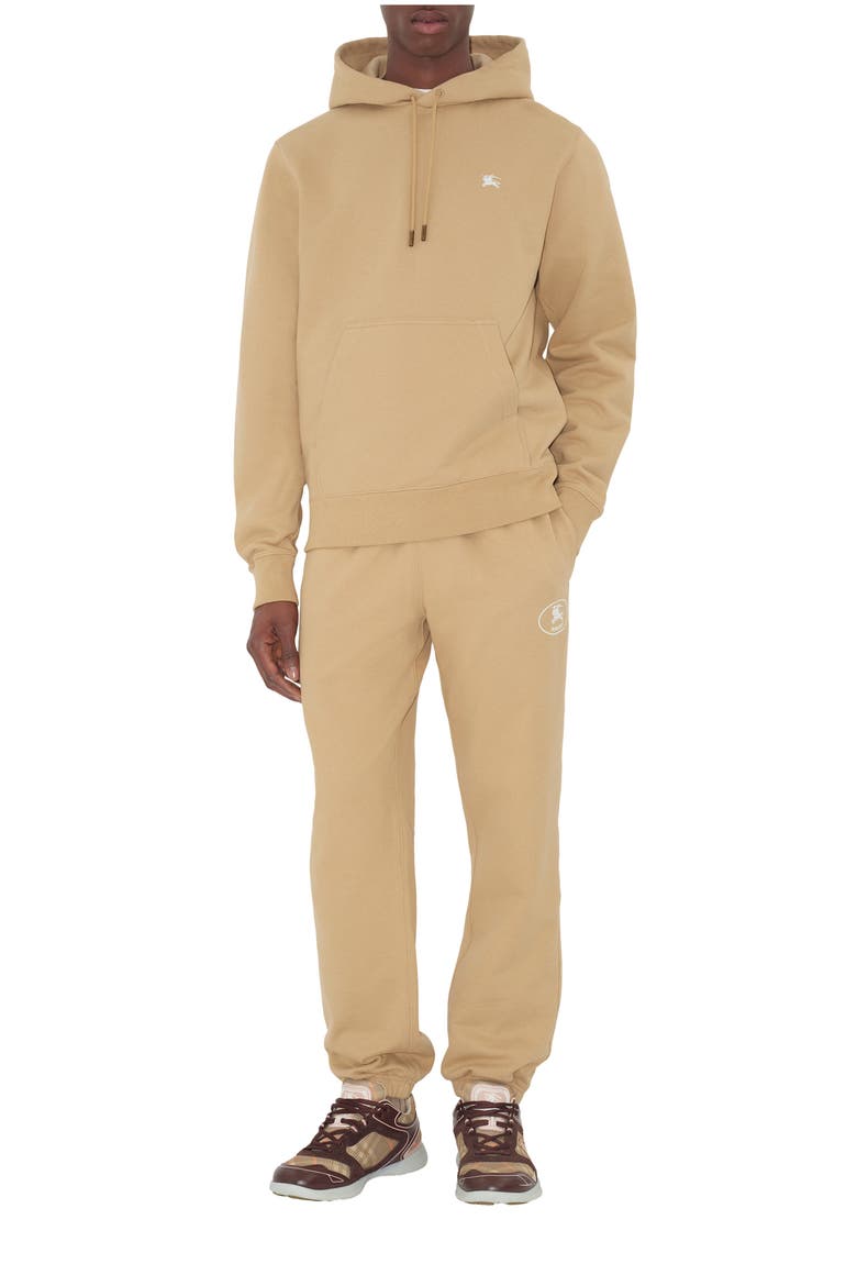 Knight Stamp Cotton Hoodie, Main, color, Flax beige