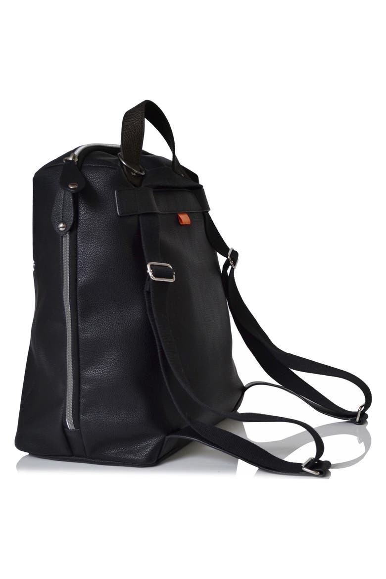 Hartland Faux Leather Convertible Diaper Backpack, Alternate, color, BLACK