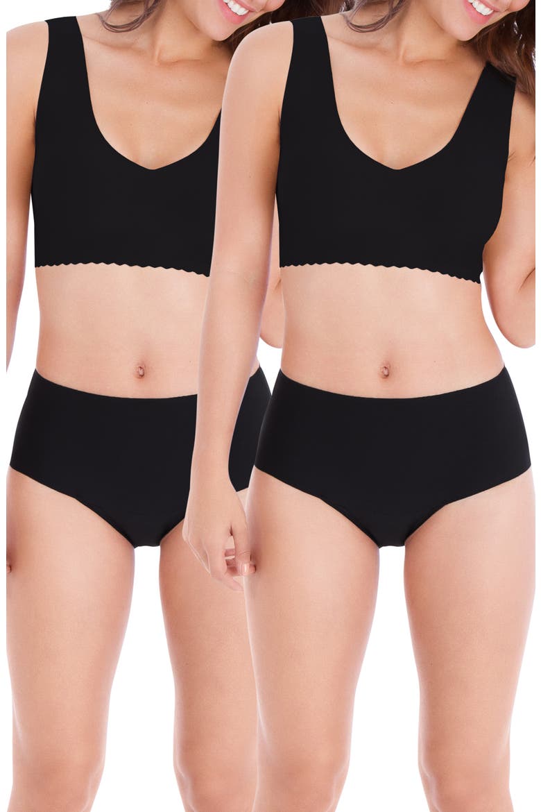 Mother Tucker® 2-Pack Leak-Resistant Smoothing Panties, Main, color, BLACK