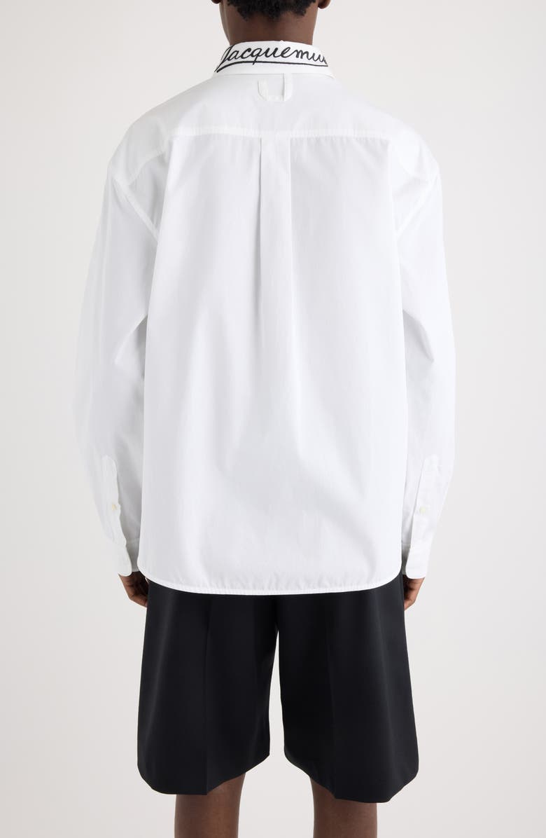 Jacquemus La Chemise Simon Dog Patch Button-Up Shirt, Alternate, color, Patch Dog White/ Black