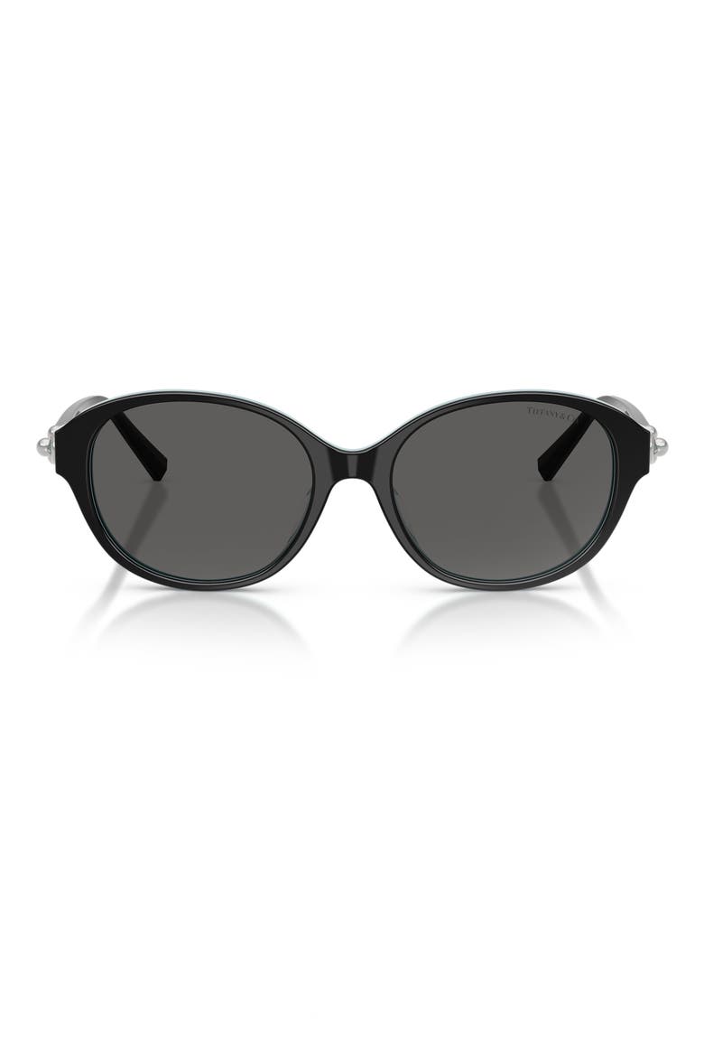 54mm Round Sunglasses, Main, color, BLACK ON TIFFANY BLUE / GREY