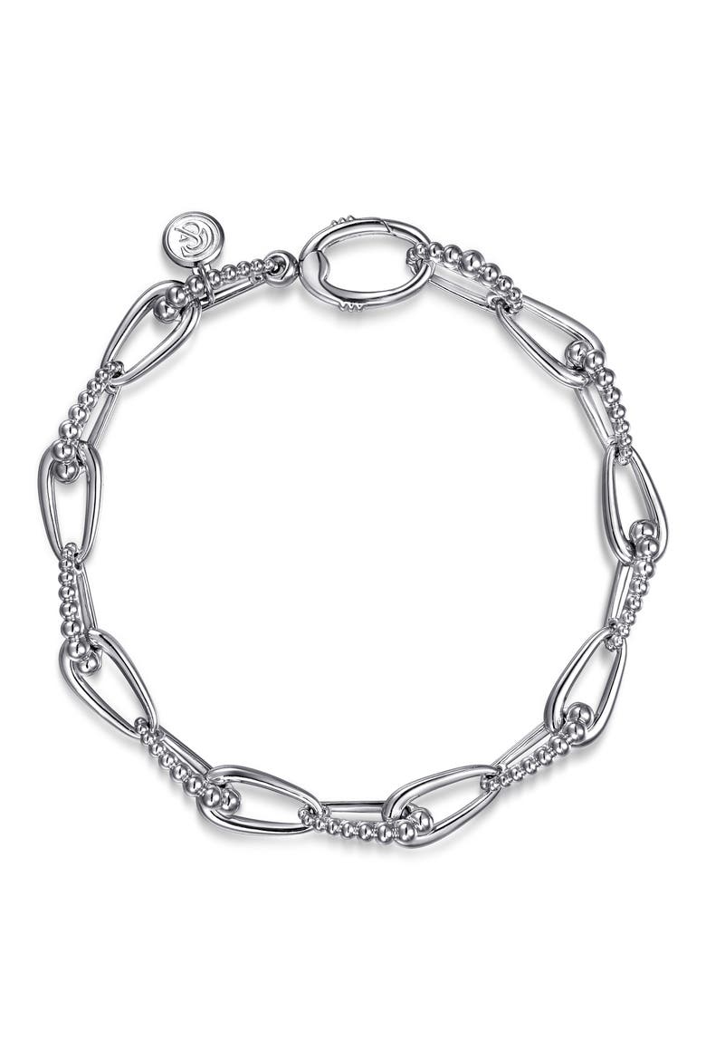 Bujukan Tapered Link Chain Sterling Silver Bracelet, Main, color, STERLING SILVER