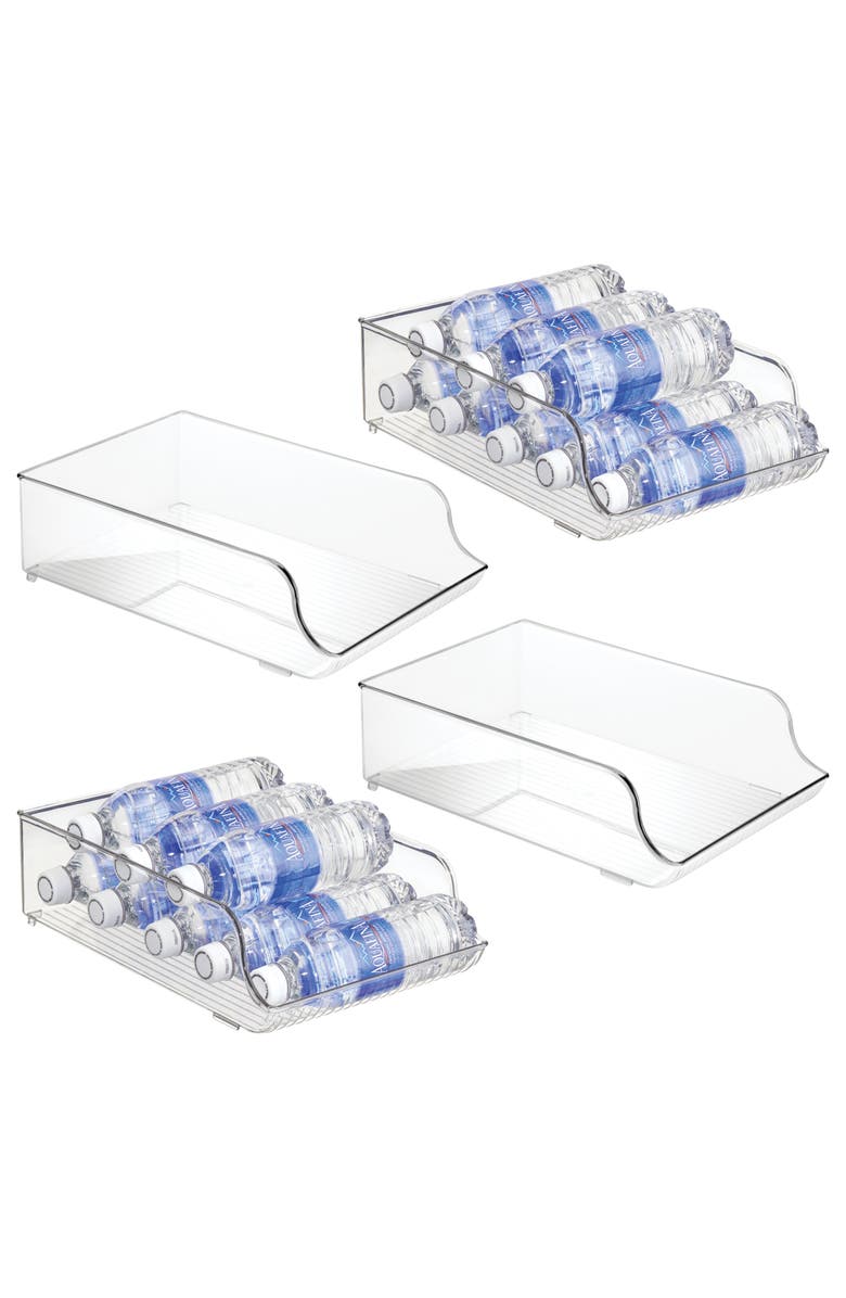 iDesign Water Bottle Organizer for Fridge- Set of 4 - Clear, Alternate, color,