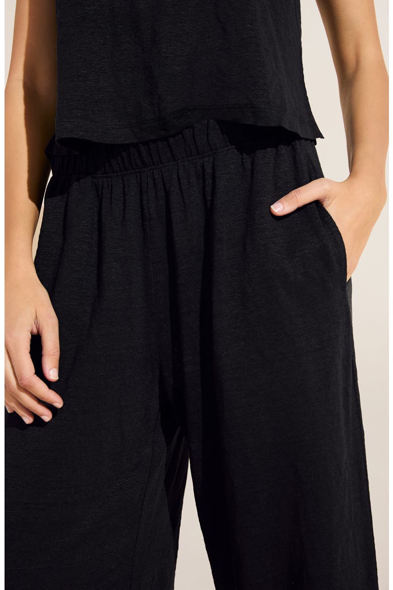 Boat Neck Organic Linen Sleeveless Lounge Top, Alternate, color, BLACK