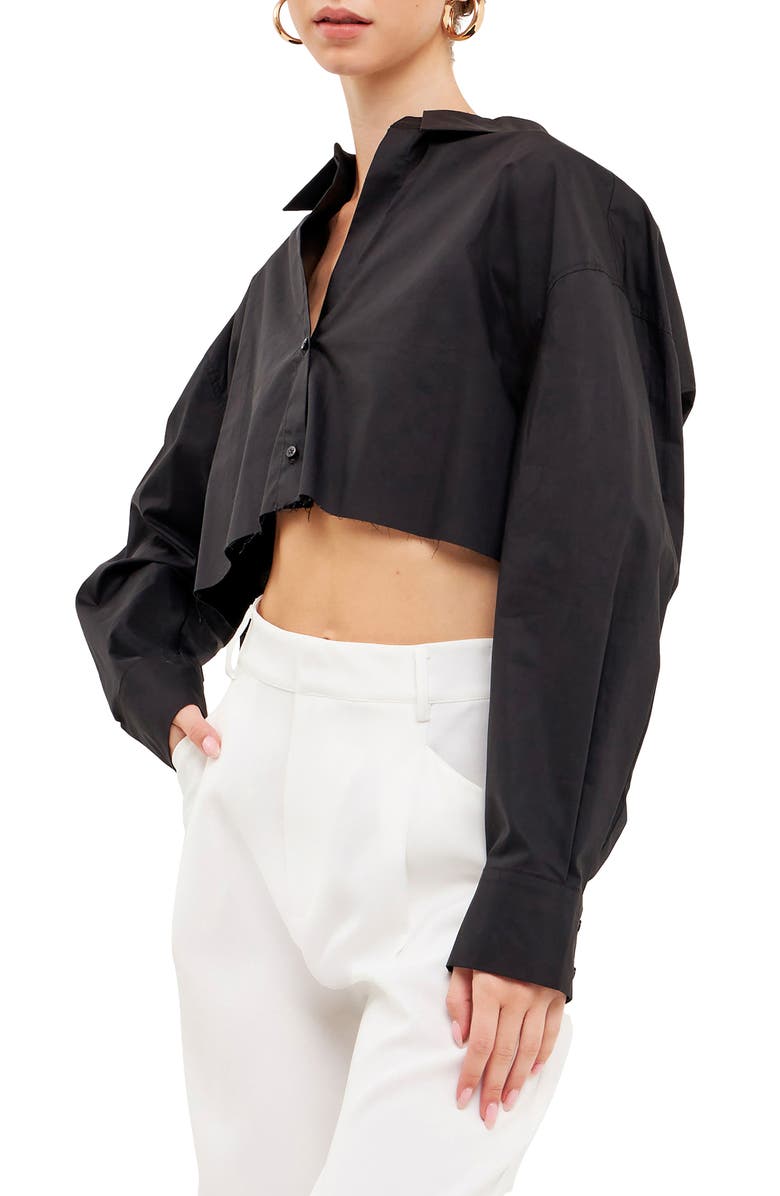 Grey Lab Raw Edge Crop Shirt, Alternate, color,