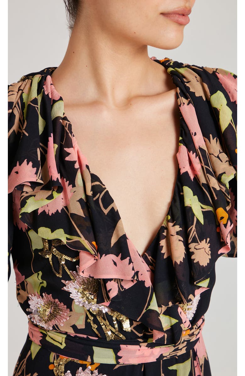 Temperley London Maisie Wrap Dress, Alternate, color, Black Mix