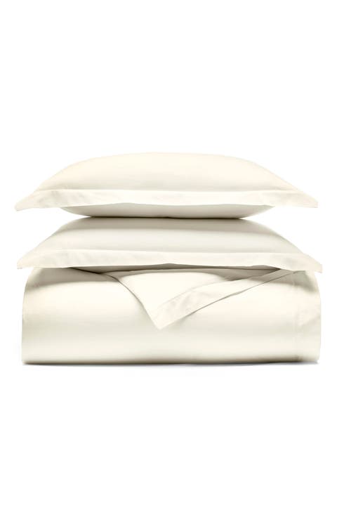 Percale Hemmed 300 Thread Count Duvet Cover & Shams Set