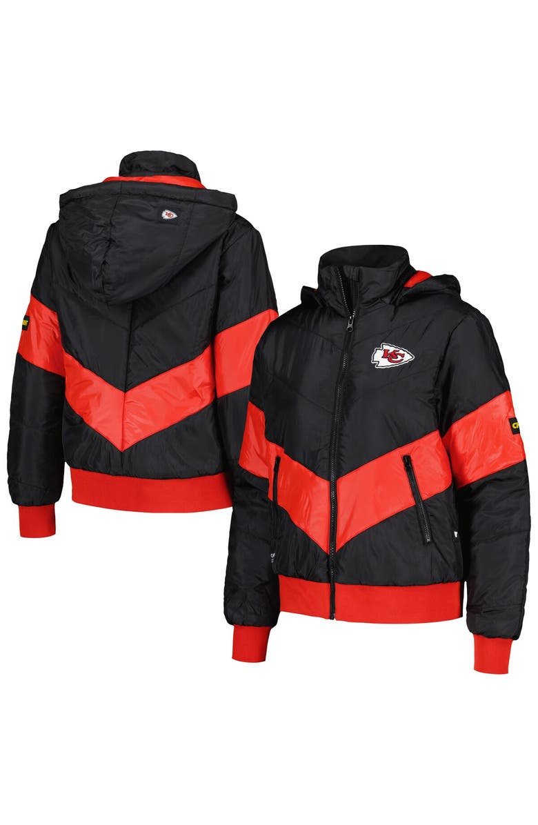 THE WILD COLLECTIVE Women's The Wild Collective  Black Kansas City Chiefs Puffer Full-Zip Hoodie, Main, color, 